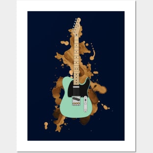 T-Style Electric Guitar Maple Surf Green Color Posters and Art